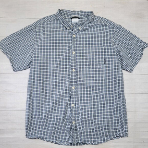 COLUMBIA Mens Blue Plaid Cotton Button Up Shirt Size XL - Picture 1 of 7